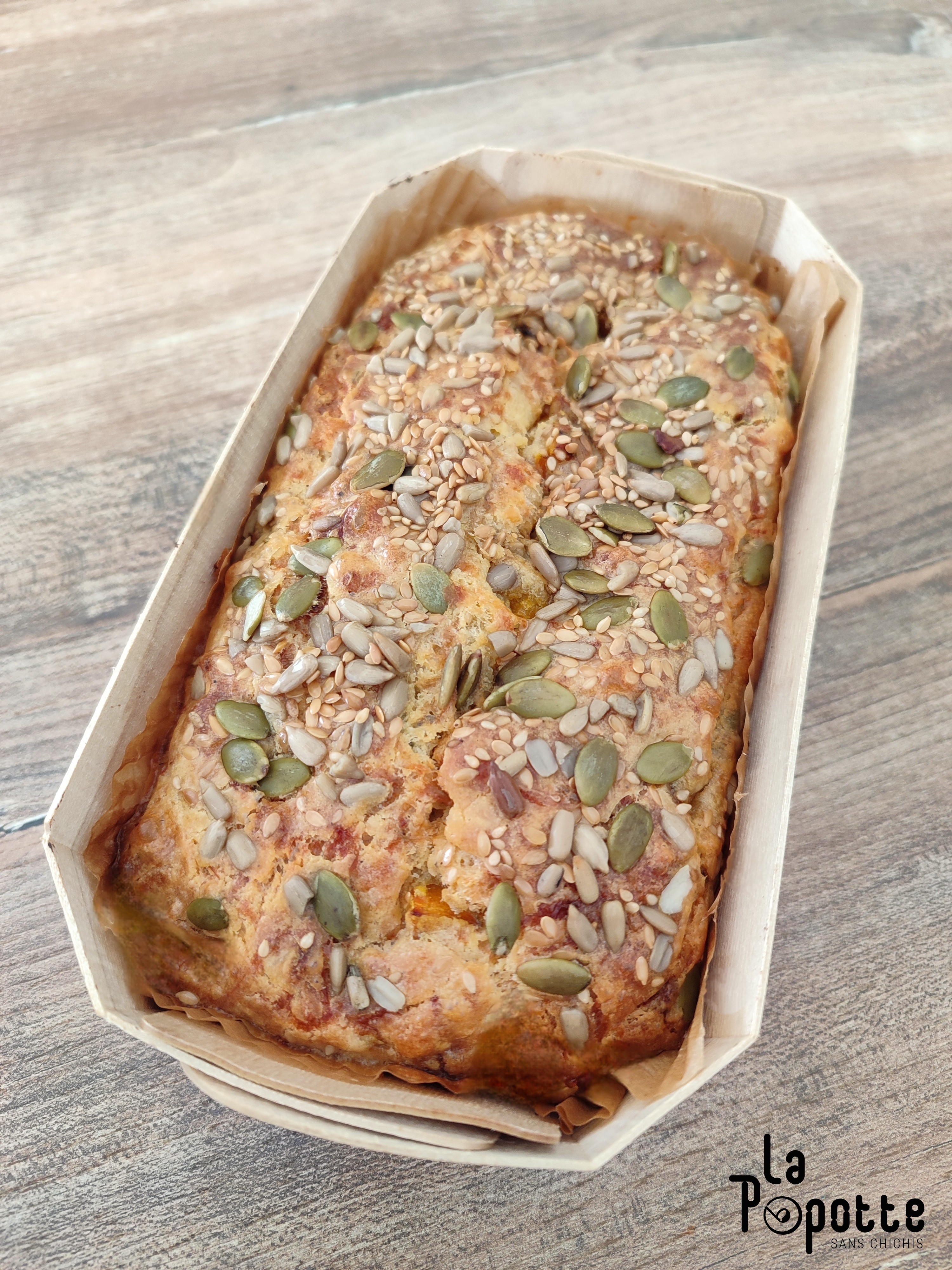 Cake potimarron rôti comté bacon et graines