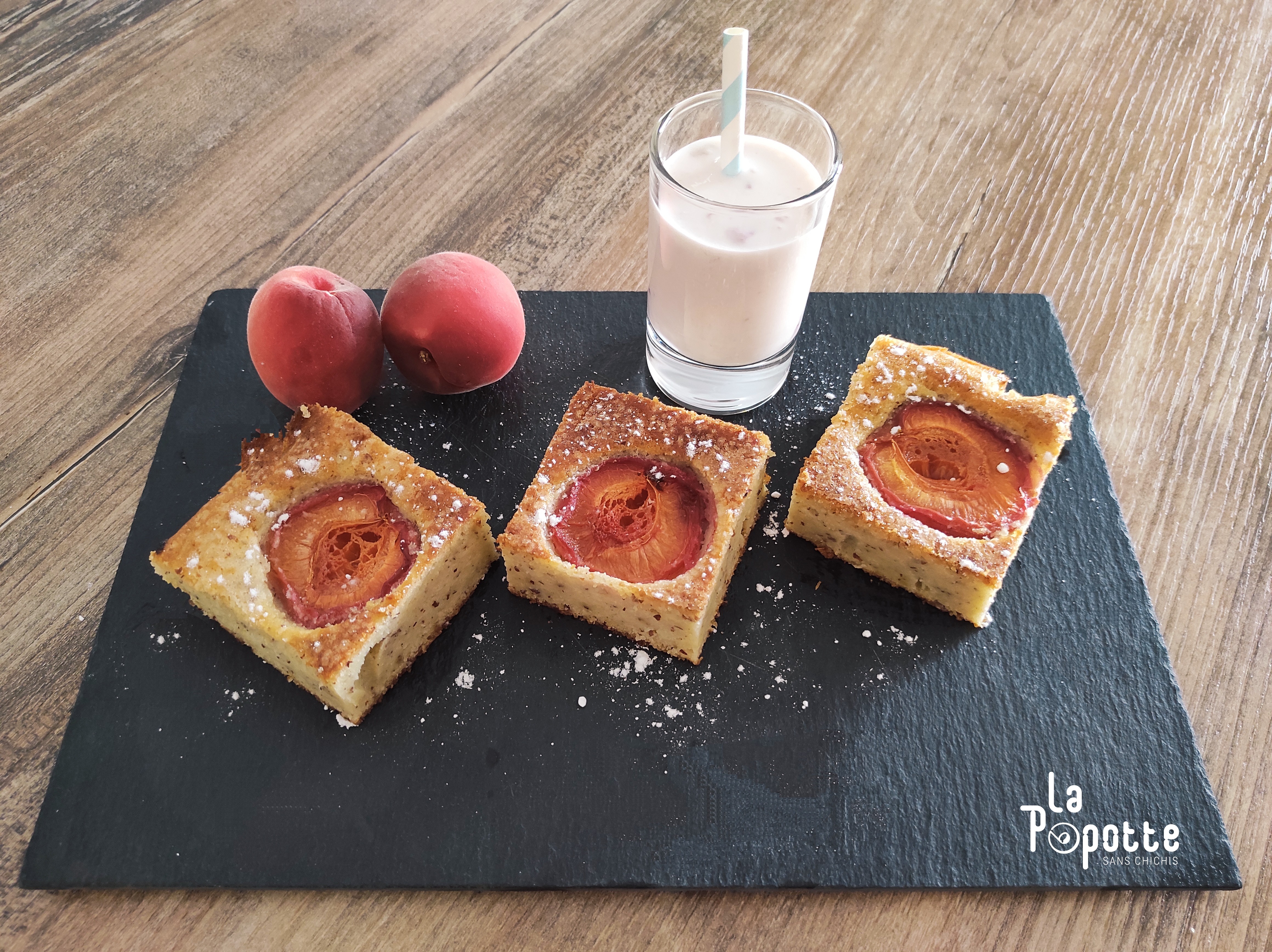 Carré à l'abricot et lassi à la nectarine