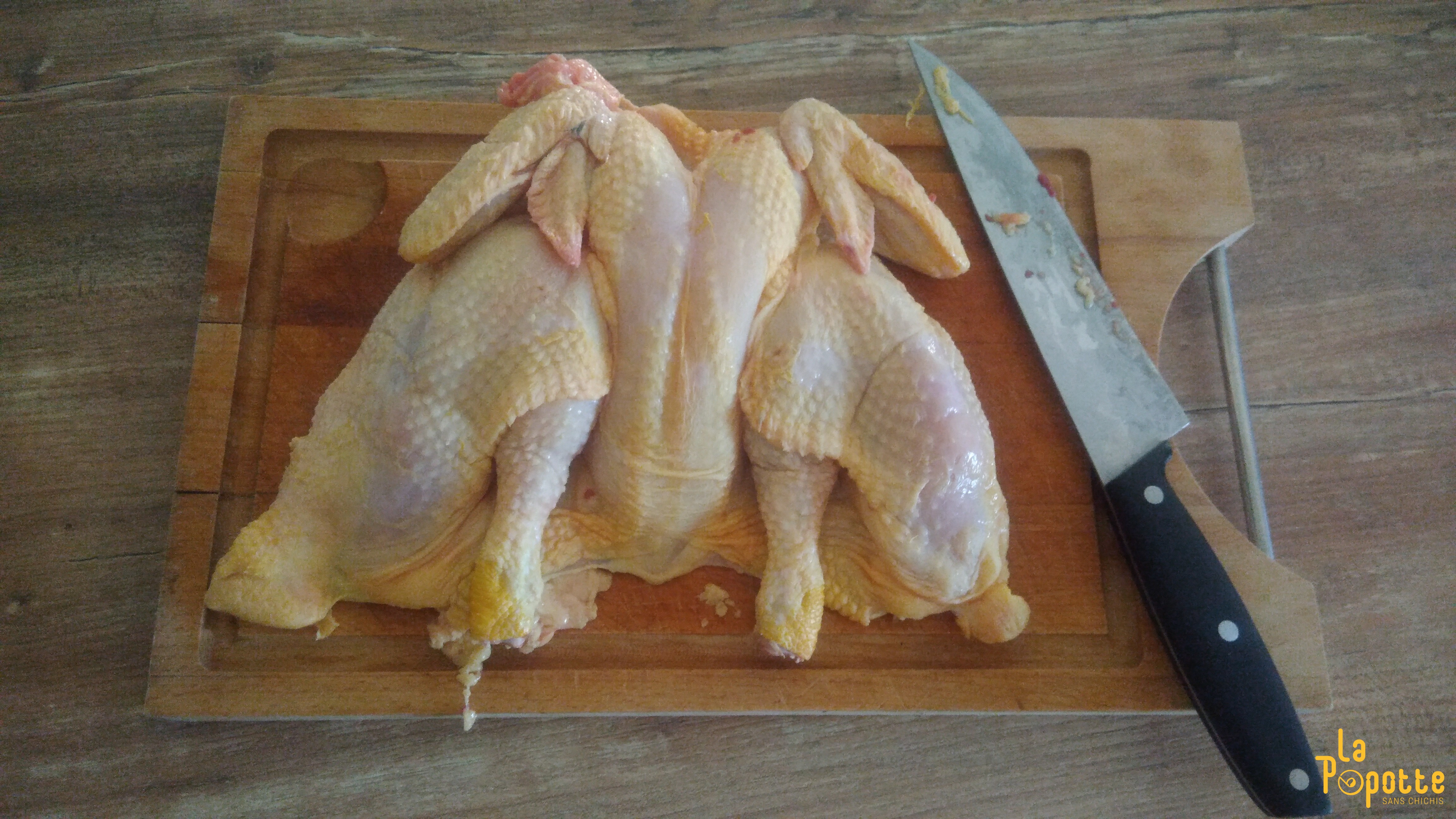 Découpe poulet crapaudine