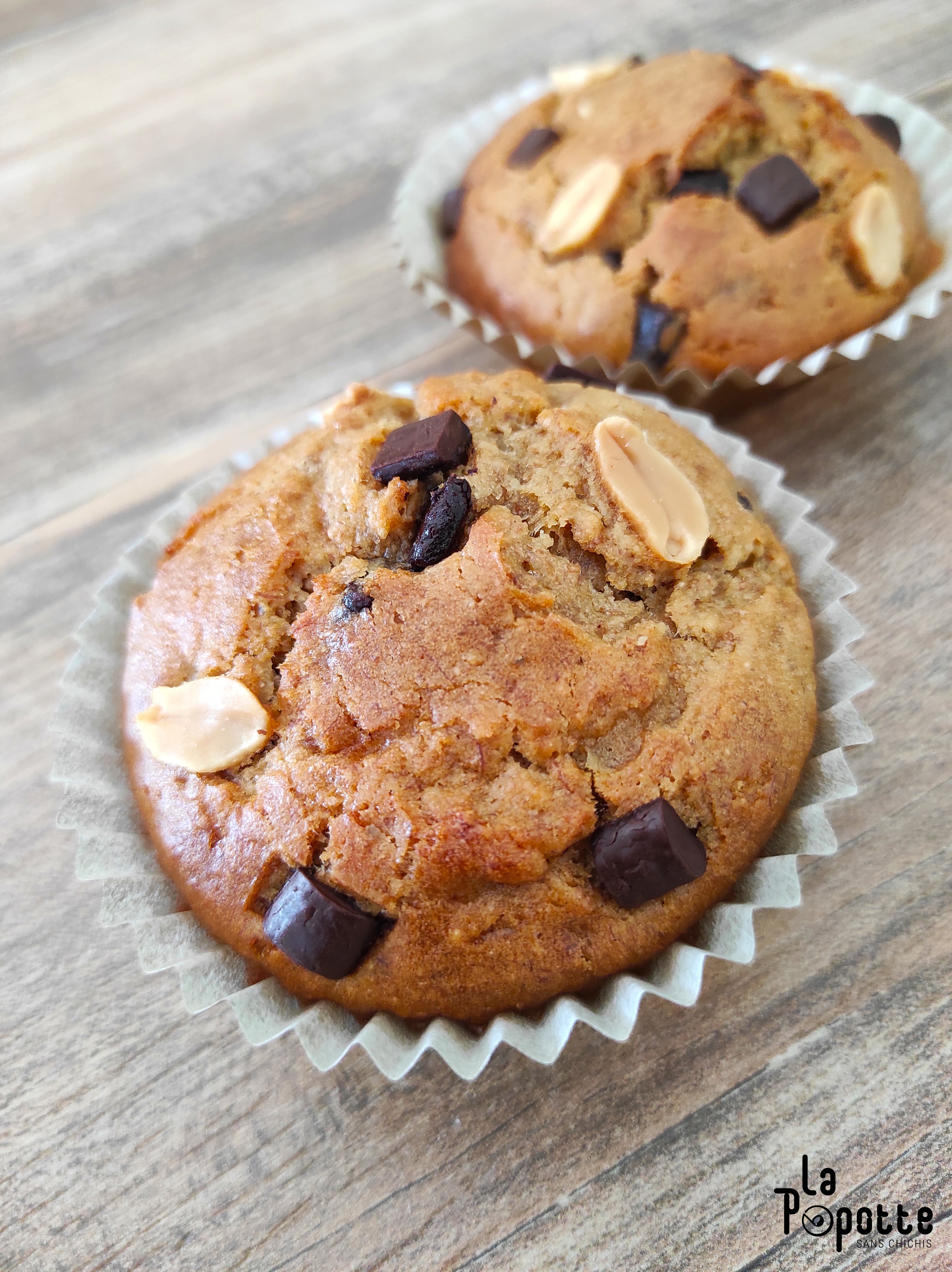 Muffin banane, beurre de cacahuète et chocolat noir 2