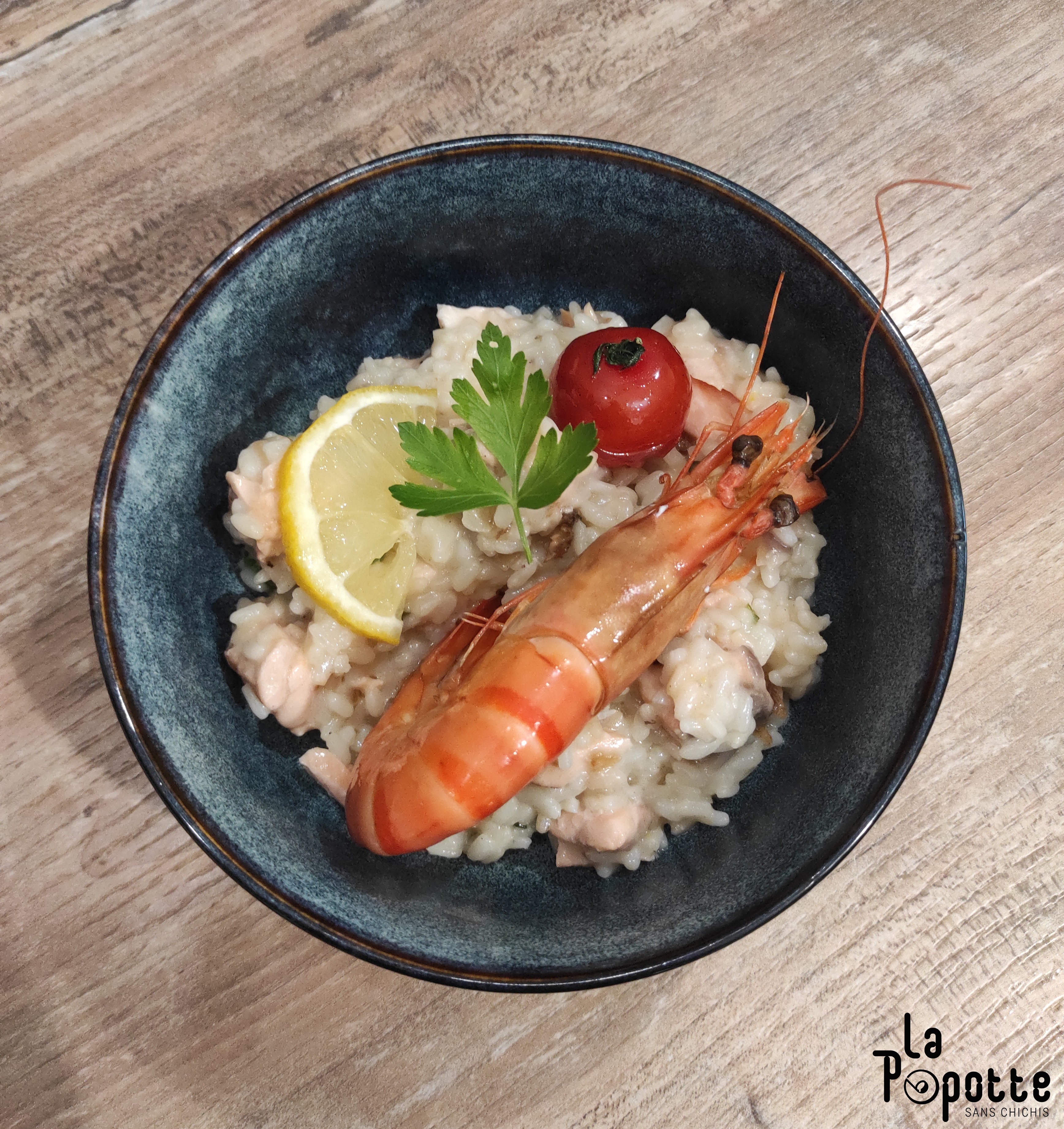 Risotto crémeux au saumon & gambas