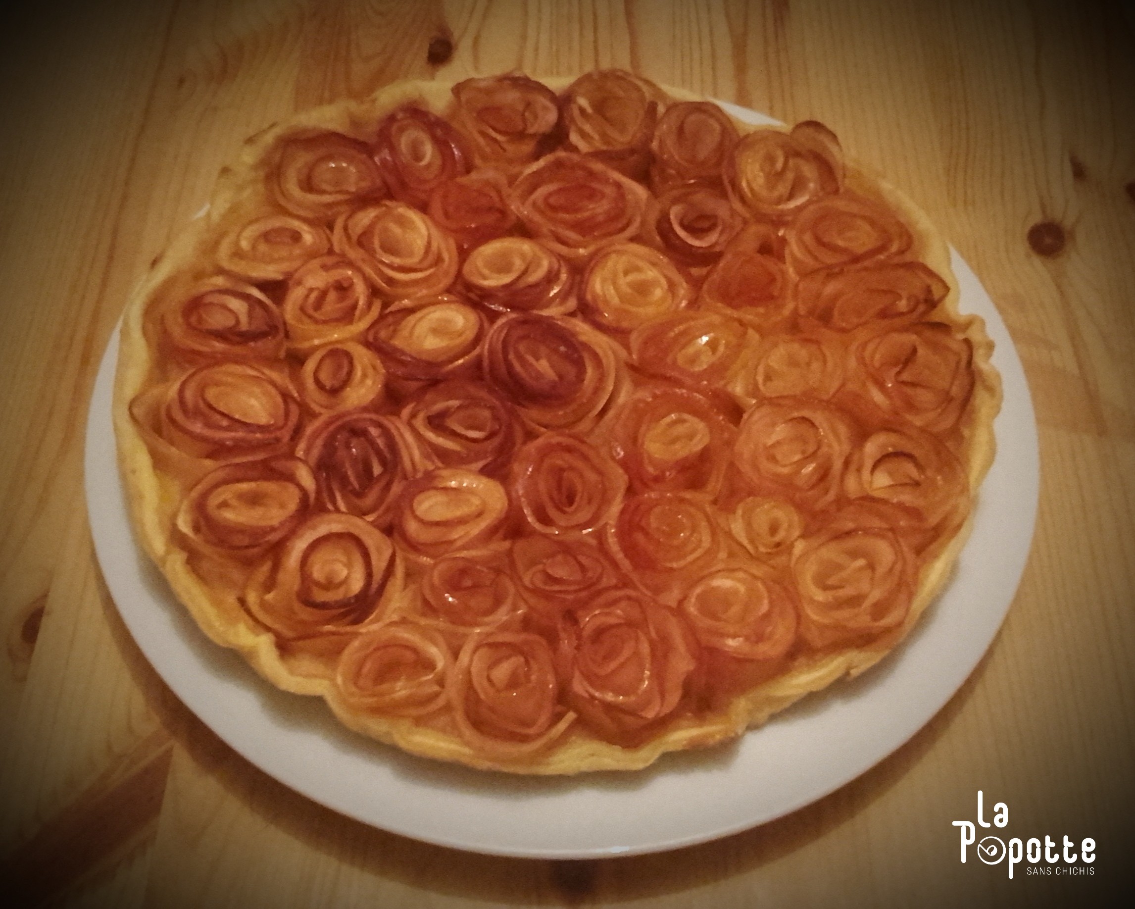 Tarte aux pommes bouquet de roses